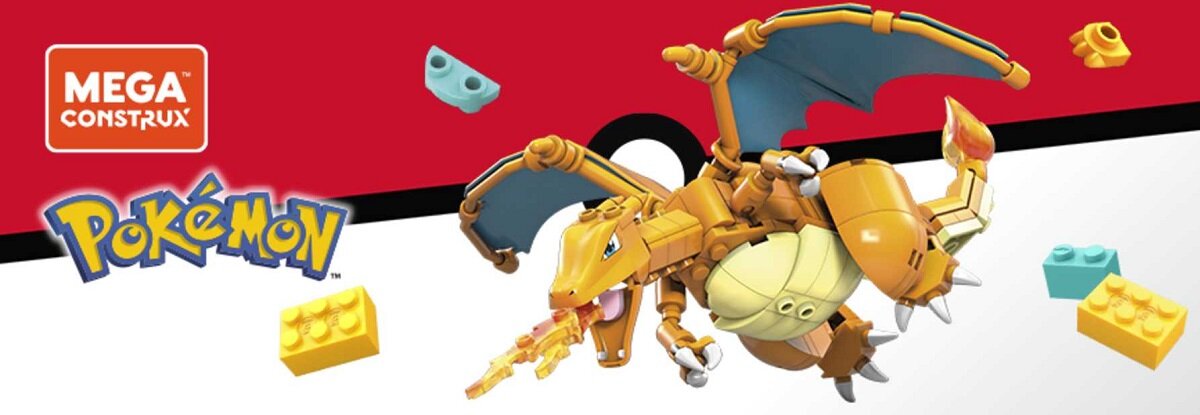 Klocki plastikowe MEGA Pokemon Charizard GWY77 mega mega bloks mega construx figurki zabawki konstruktorskie dla dzieci pokedex indeks pokemonów spis pokemonów kolekcja pokeballi Pikachu Bulbasaur Charmander Squirtle Eevee charizard czarizard figurka pokemon pokemon klocki pokemon do zbudowania zestaw konstrukcyjny pokemon