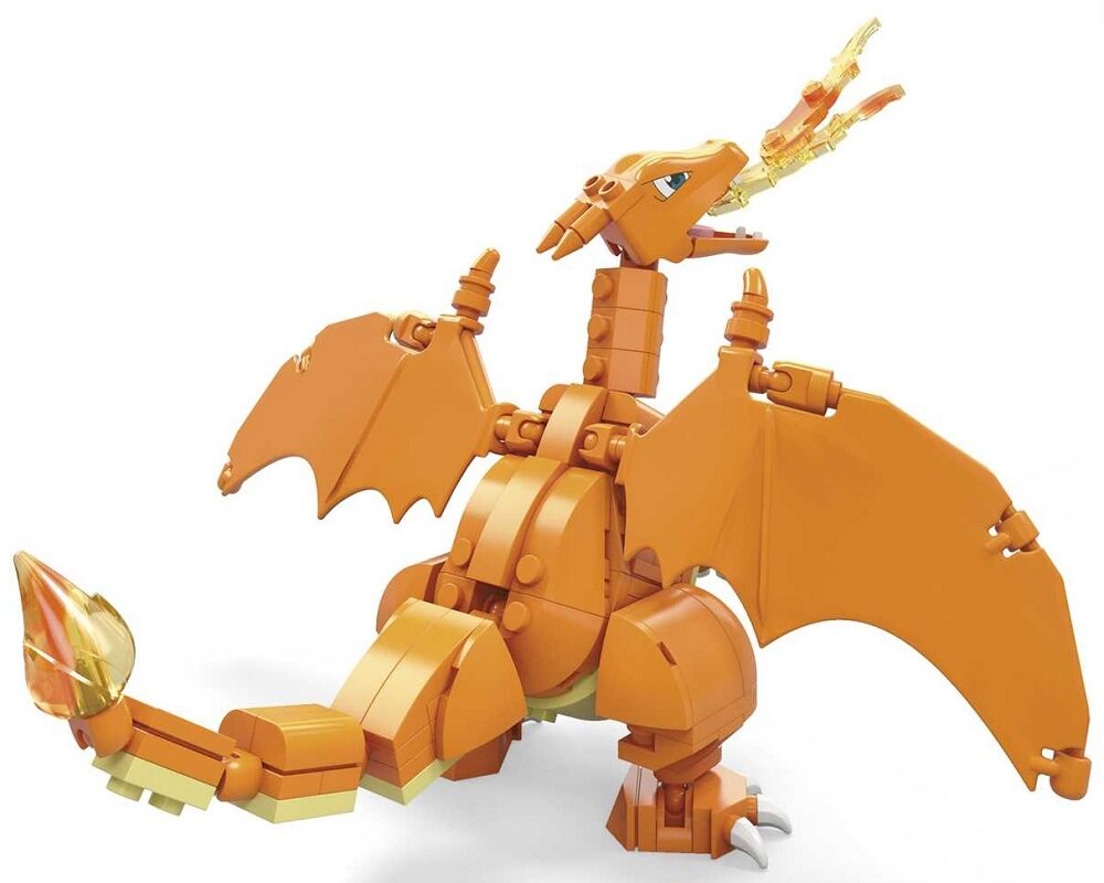 Klocki plastikowe MEGA Pokemon Charizard GWY77 mega mega bloks mega construx figurki zabawki konstruktorskie dla dzieci pokedex indeks pokemonów spis pokemonów kolekcja pokeballi Pikachu Bulbasaur Charmander Squirtle Eevee charizard czarizard figurka pokemon pokemon klocki pokemon do zbudowania zestaw konstrukcyjny pokemon