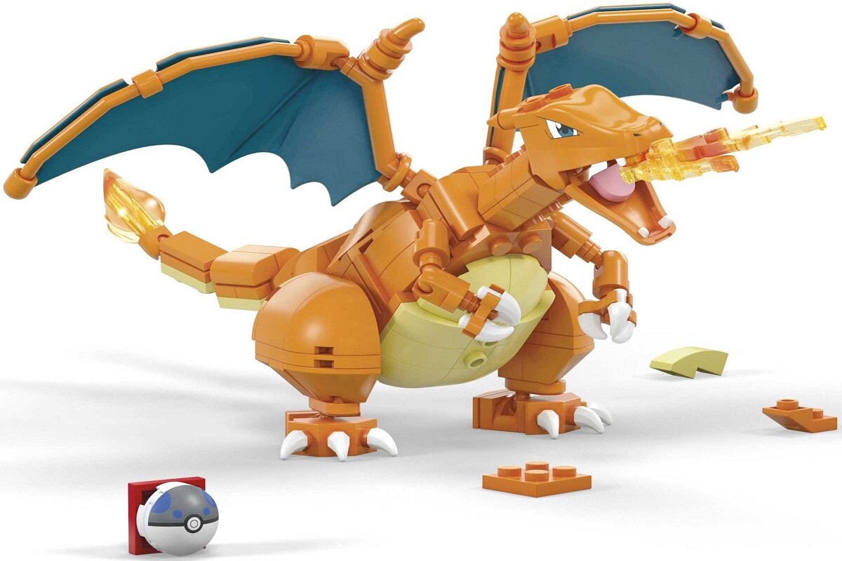 Klocki plastikowe MEGA Pokemon Charizard GWY77 mega mega bloks mega construx figurki zabawki konstruktorskie dla dzieci pokedex indeks pokemonów spis pokemonów kolekcja pokeballi Pikachu Bulbasaur Charmander Squirtle Eevee charizard czarizard figurka pokemon pokemon klocki pokemon do zbudowania zestaw konstrukcyjny pokemon