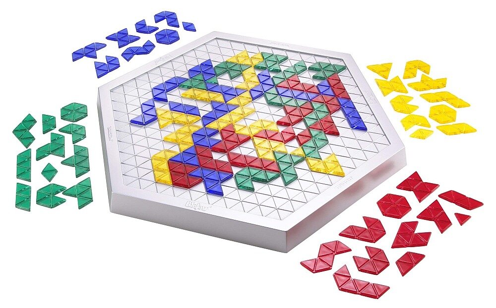 Gra logiczna MATTEL Blokus Trigon plansza elementy zasady granie zabawa na wieczór z rodziną 