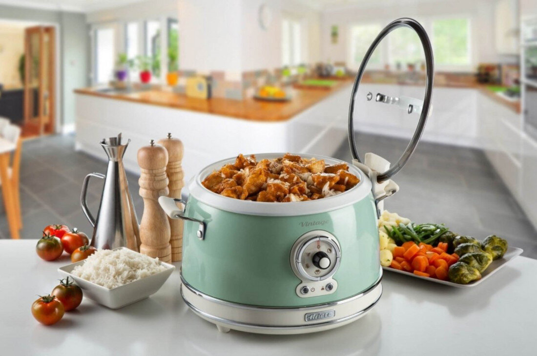 Wolnowar ARIETE 2904/05 Vintage funkcja wolnego gotowania wartości odżywcze Sauté Gotowanie na parze zdrowa alternatywa witaminy