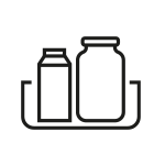 Ikona jednego z trzech funkcjonalnych pojemników drzwiowych, w których można umieszczać różnego rodzaju produkty.