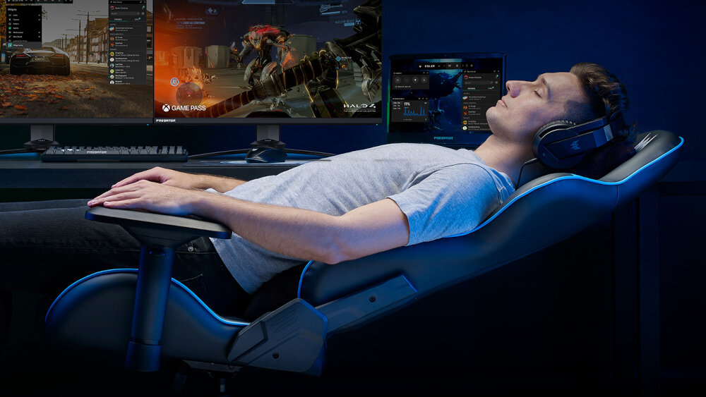 Fotel ACER Predator Rift poduszka lędźwiowa zagłówek reklaks regulacja oparcia