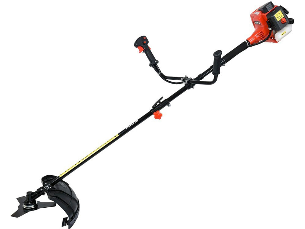 Kosa spalinowa YATO YT-85001 solidny sprzęt do pielęgnowania niewielkich działek rekreacyjnych do koszenia rowów nieużytków nierównego podłoża niska waga 5,6 kg konstrukcja obudowy z wysokiej jakości materiałów przy użyciu zaawansowanej technologii produkcji