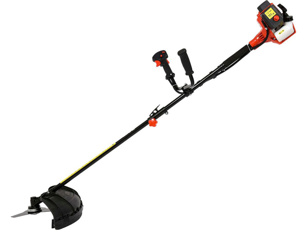 Kosa spalinowa YATO YT-85001 silnik solidny 2-suwowy moc 1,1 KM pojemność 29,3 cm3 pojemnik pojemność 0,48 litra do sporządzania mieszanki paliwowej z wysokiej jakości tworzyw sztucznych system Easy Start łatwy rozruch silnika