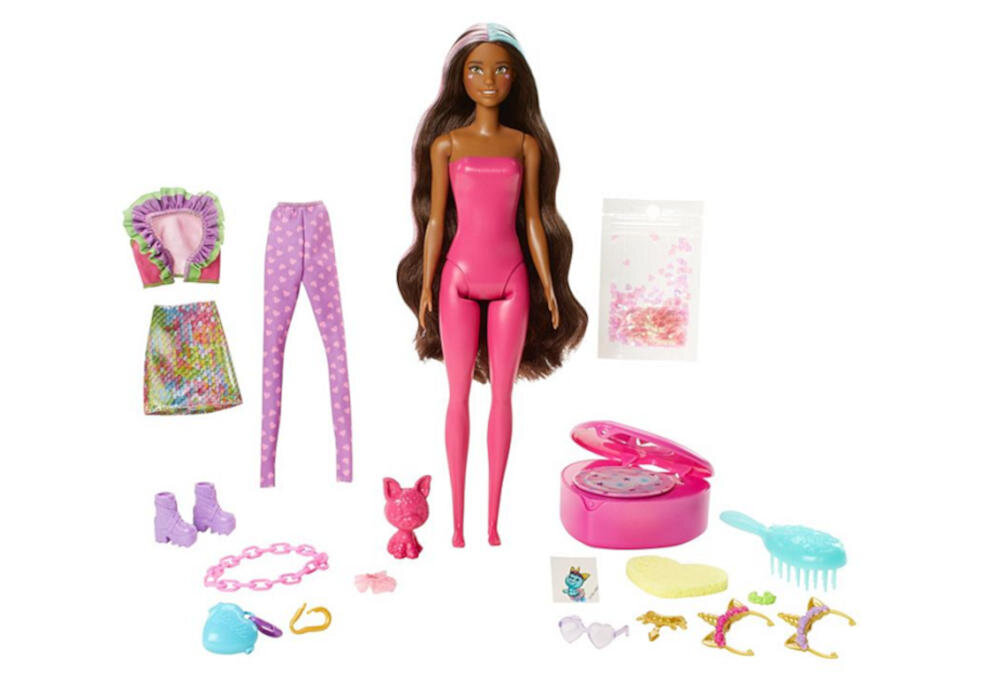 MATTEL-BARBIE-COLOR-REVEAL-GXY20 barbie lalka świat magia brokat transformacja wygląd piesek