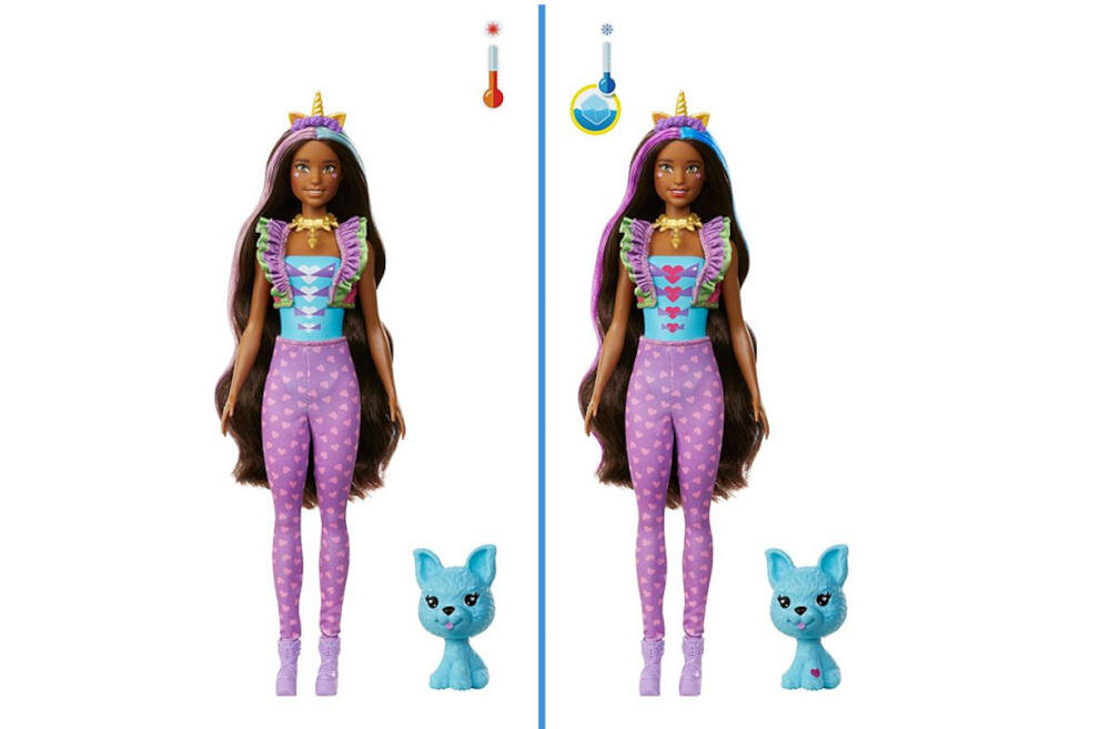 MATTEL-BARBIE-COLOR-REVEAL-GXY20 lalka wygląd temperatura woda ciepła zimna zwierzątko