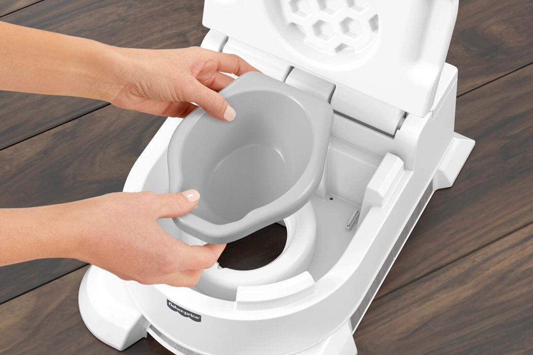 Nocnik FISHER PRICE Home Decor 4w1 HBX68 nowoczesny nauka toaleta bezpieczeństwo pojemnik