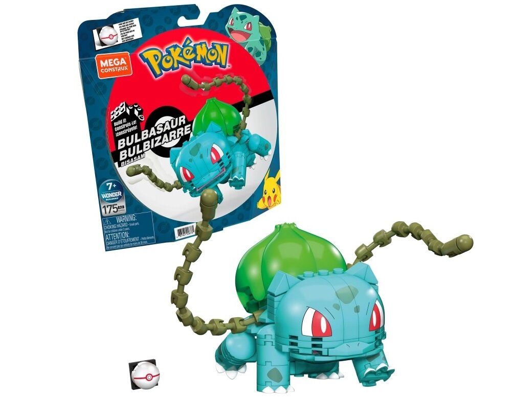 Klocki konstrukcyjne MEGA Pokemon Bulbasaur GVK83 mega mega bloks mega construx figurki zabawki konstruktorskie dla dzieci zabawki konstrukcyjne zabawka konstrukcyjna pokedex indeks pokemonów spis pokemonów kolekcja pokeballi Pikachu Bulbasaur Charmander, Squirtle, Eevee, charizard, czarizard, figurka pokemon, pokemon klocki, pokemon do zbudowania, zestaw konstrukcyjny pokemon zestaw klocków klocki bulbazaur