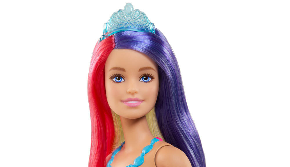 MATTEL-BARBIE-FANTAZJA-GTF38 twarz realistyczna pasemka włosy lalka wygląd tiara królewski styl