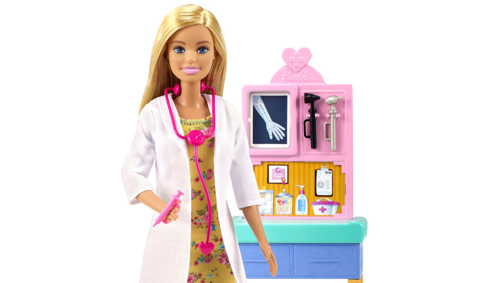 MATTEL-BARBIE-PEDIATRA-GTN51 przyjemny wygląd pacjent badanie lekarski fartuch stetoskop pacjent