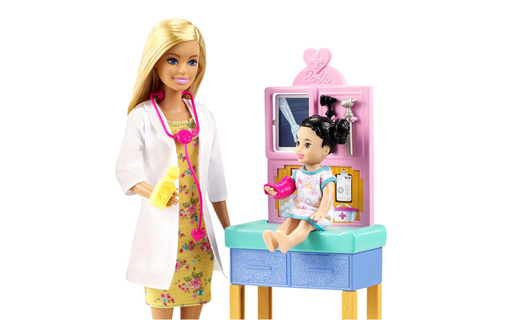 MATTEL-BARBIE-PEDIATRA-GTN51 stół badanie złamana ręka gips kolor różowy