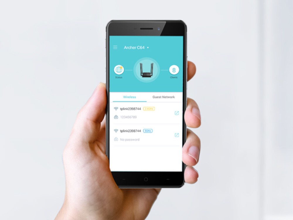 Router TP-LINK Archer C64 aplikacji Tether Android iOS