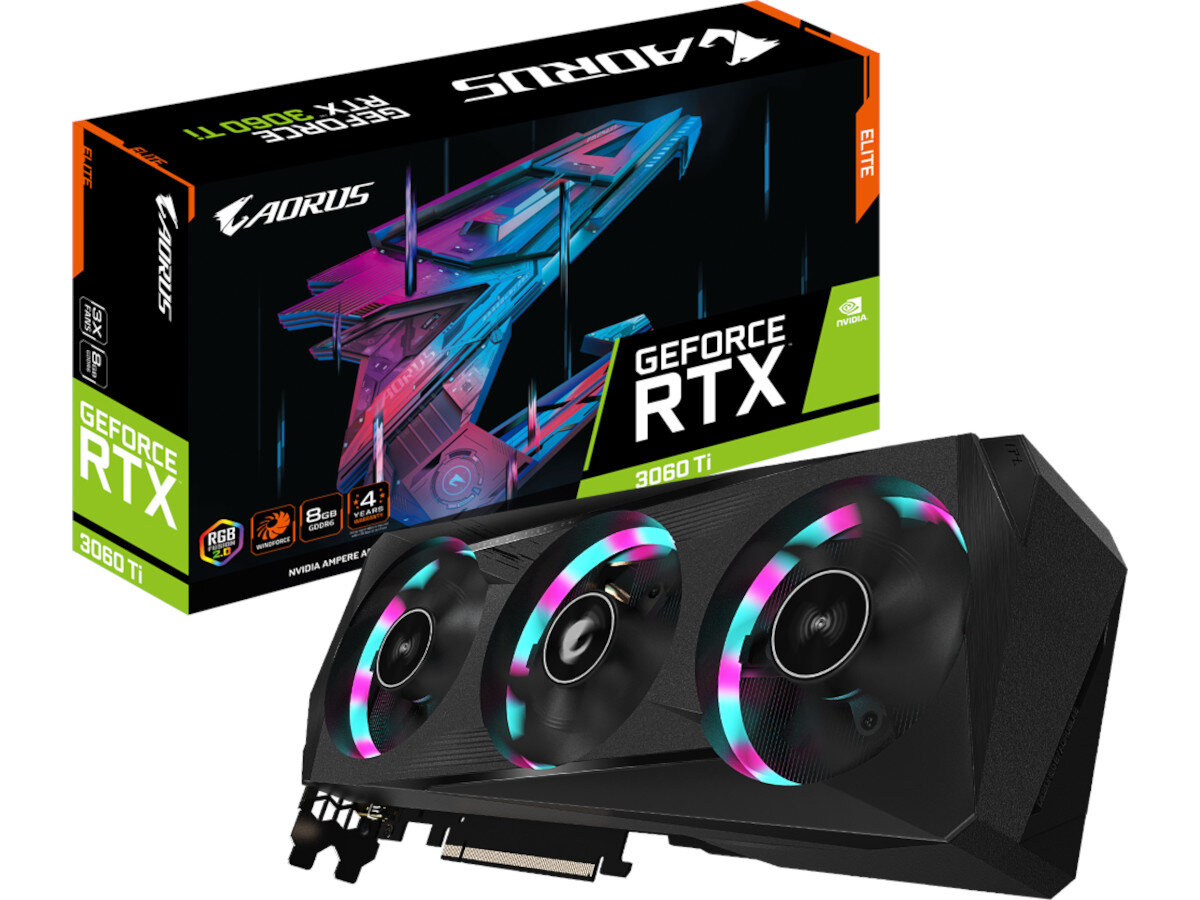 Karta graficzna GIGABYTE Aorus GeForce RTX 3060Ti Elite LHR 8GB zawartosc opakowania