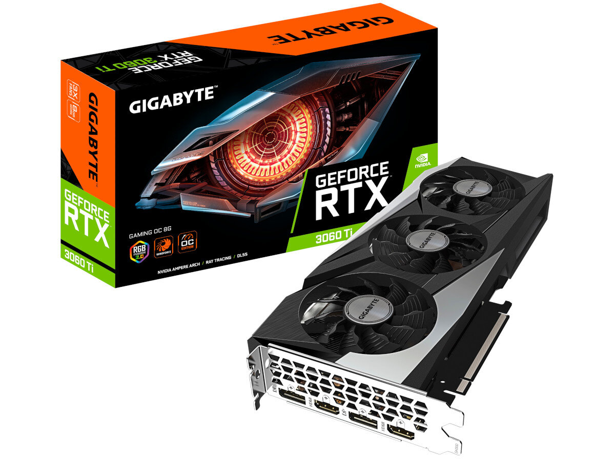 Karta graficzna GIGABYTE GeForce RTX 3060 Ti Gaming OC LHR 8GB zawartosc opakowania