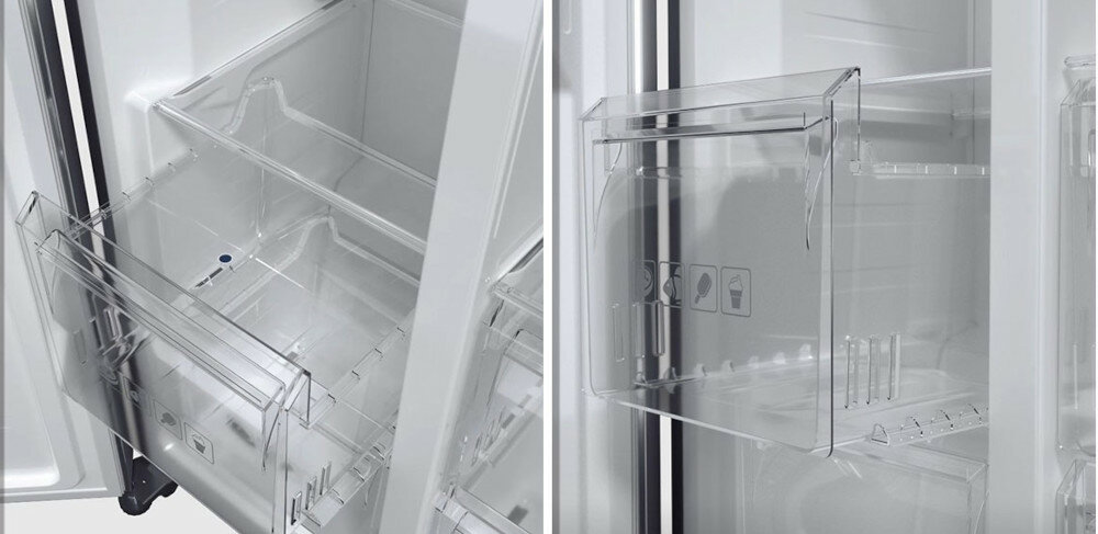 LODÓWKA MPM-439-SBS-15 WD wyposażenie półki balkoniki szuflady