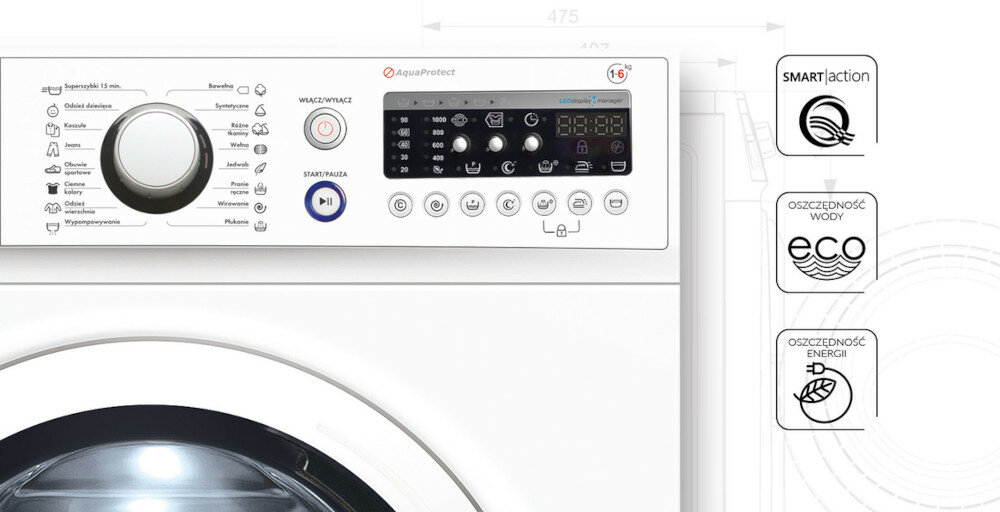 Pralka MPM 4611-PA-32 seria Smart Action mniejsze zużycie wody i energii inteligentne funkcje