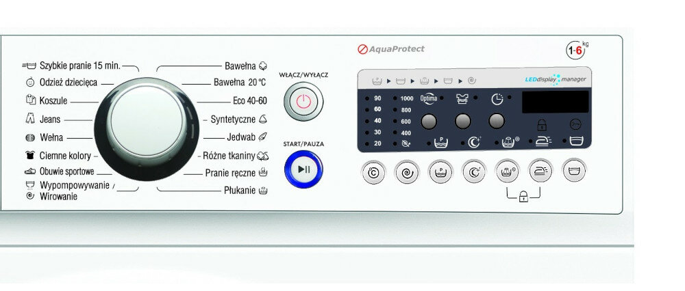 Pralka MPM 4611-PA-32 panel sterowanie pokrętło wskaźniki czytelny