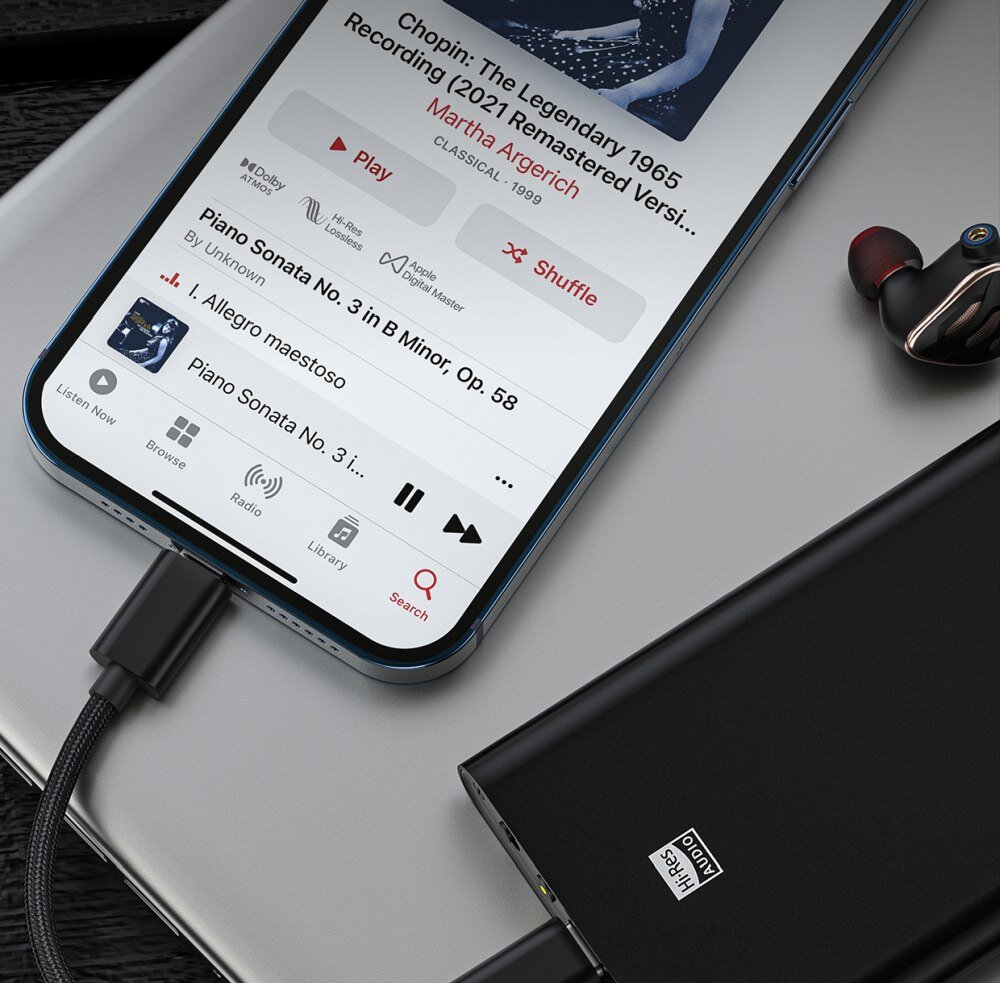 Kabel USB Typ C - Lightning FIIO LT-LT1 kompatybilność długość przewód