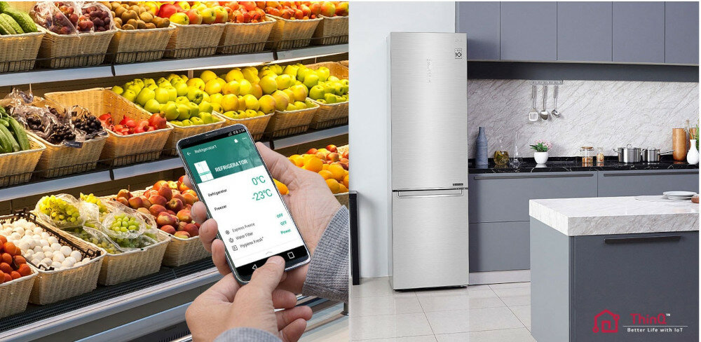 Lodówka LG GBB61PZFGN smartfon thinq