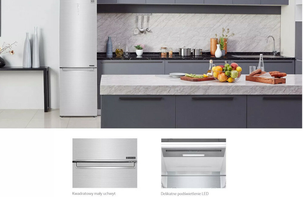 Lodówka LG GBB72NSUGN No Frost 203cm Czarny LinearCooling minimalizm styl funkcjonalność wygląd