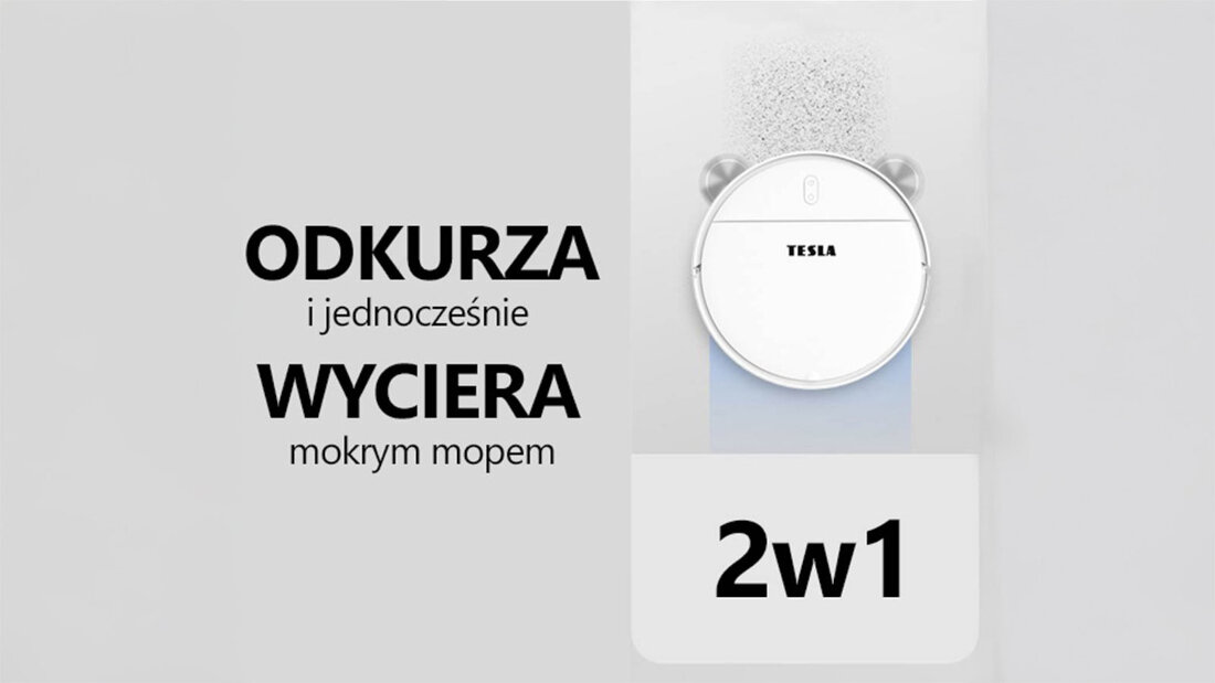 Robot sprzątający TESLA RoboStar IQ100 Biały Efektywne odkurzanie i mopowanie jeden cykl nawigacja FASTtrack 4.0 skuteczne i wygodne sprzątanie