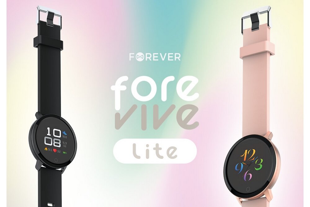 Smartwatch FOREVER Forevive Lite SB-315 ekran bateria czujniki zdrowie sport pasek ładowanie pojemność rozdzielczość łączność sterowanie krew puls rozmowy smartfon aplikacja