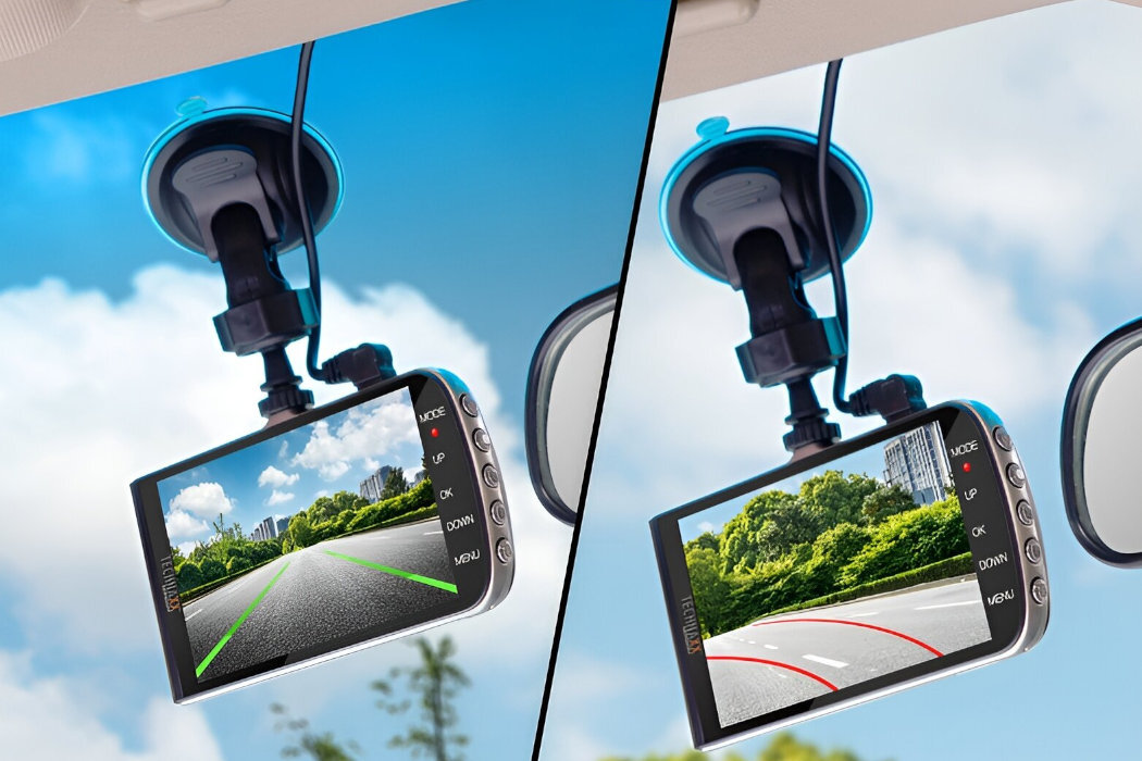 Wideorejestrator z systemem wspomagania TECHNAXX TX-167 pomoc podróż bezpieczeństwo nagrywanie ekran wyposażenie