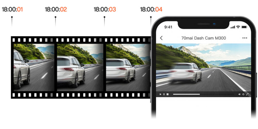 Wideorejestrator 70MAI M300 Dash Cam  - funkcja time laps