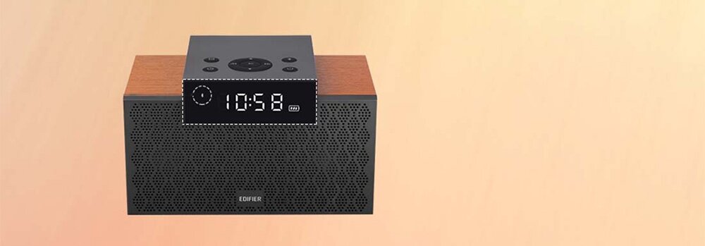 Głośnik mobilny EDIFIER MP260 głośnik akumulator akustyczna struktura odtwarzanie muzyki wyświetlacz jasność budzik dźwięk obsługa czas pracy design