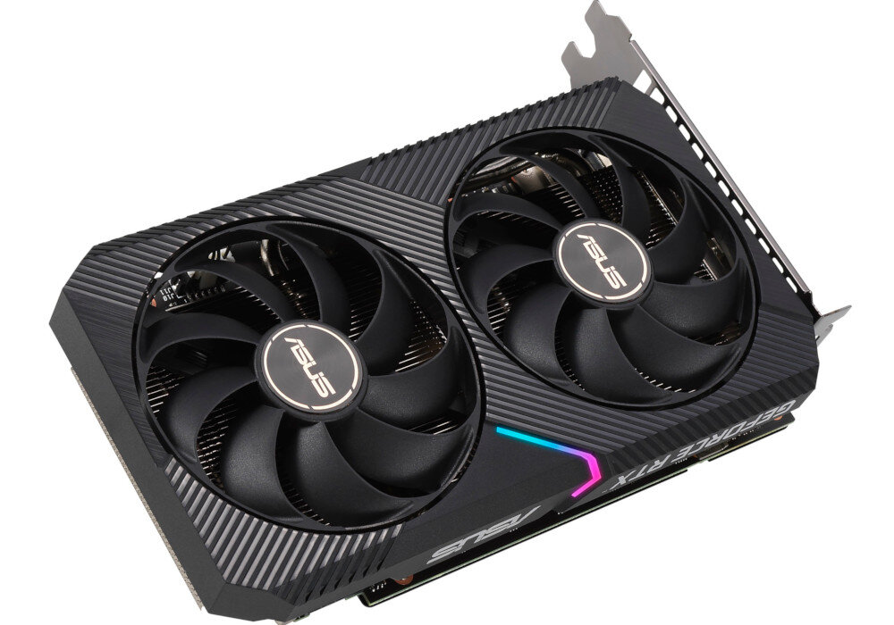 Karta graficzna ASUS Dual Mini GeForce RTX 3060 Ti V2 OC LHR 8GB wydajne chlodzenie