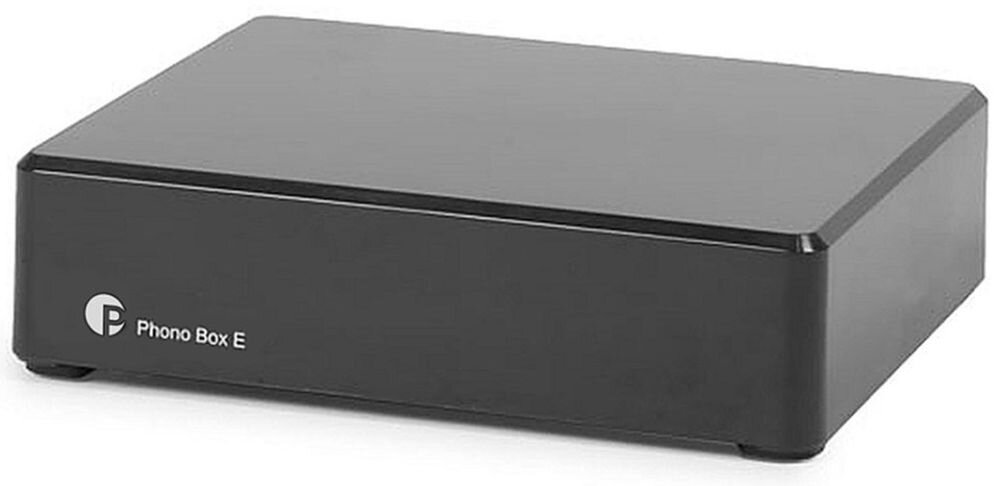 PRO-JECT Phono Box E przedwzmacniacz gramofonowy obwody SMD metalowa osłona pozłacane RCA, urządzenie na białym tle