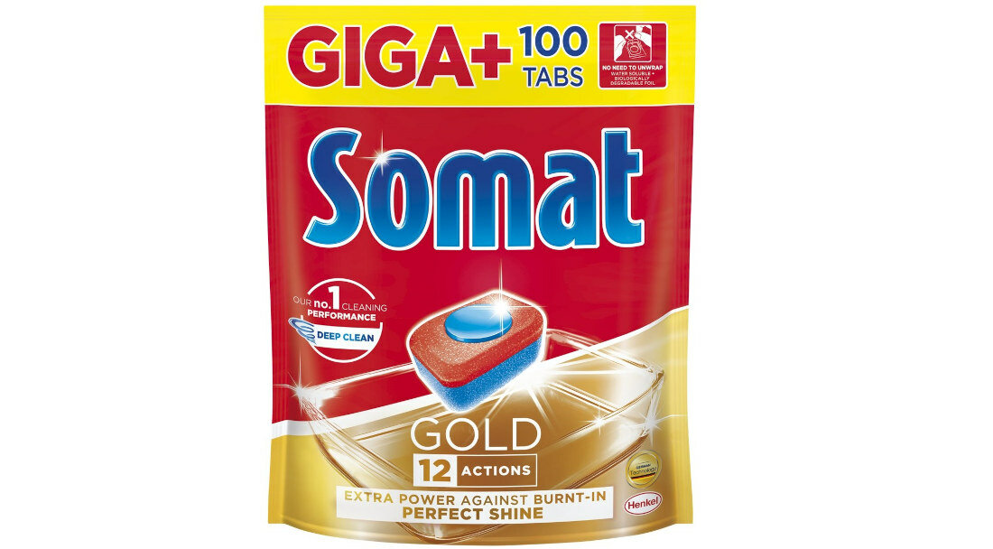 Tabletki do zmywarek SOMAT Gold 100 szt idealne czyszczenie skuteczne dzialanie intensywne oczyszczanie uproczywe zabrudzenia