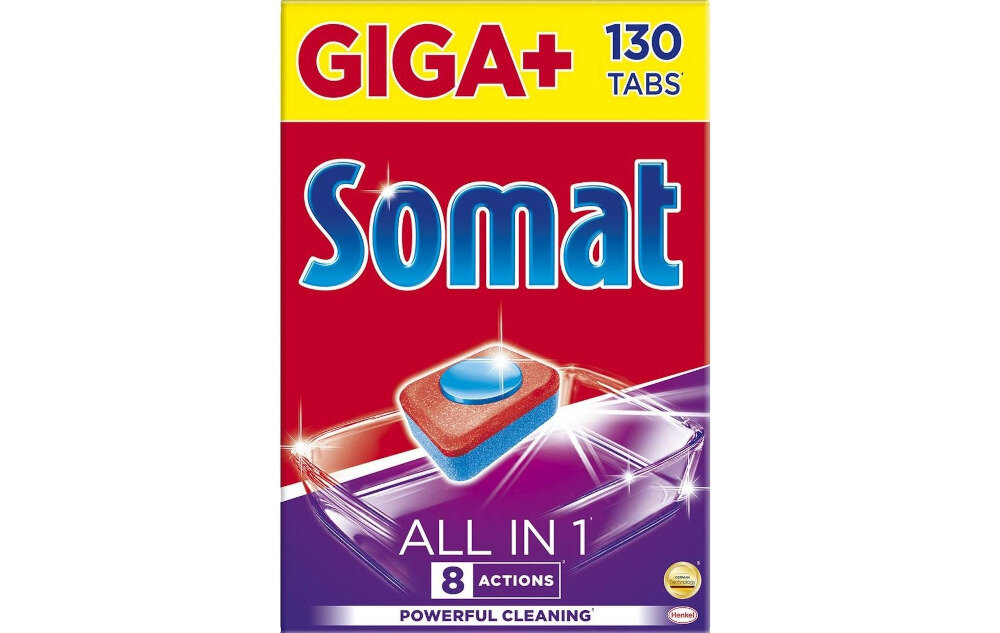 Tabletki do zmywarek SOMAT All-in-1 130 szt. idealne czyszczenie skuteczne dzialanie intensywne oczyszczanie uproczywe zabrudzenia