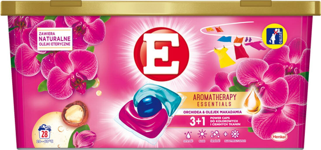 KapsuLki do prania E Power Caps Orchidea & Olejek Makadamia 28 szt SWIEZOSC ZAPACH SKUTECZNOSC USUWANIE PLAM PRZEZNACZENIE OLEJKI ETERYCZNE