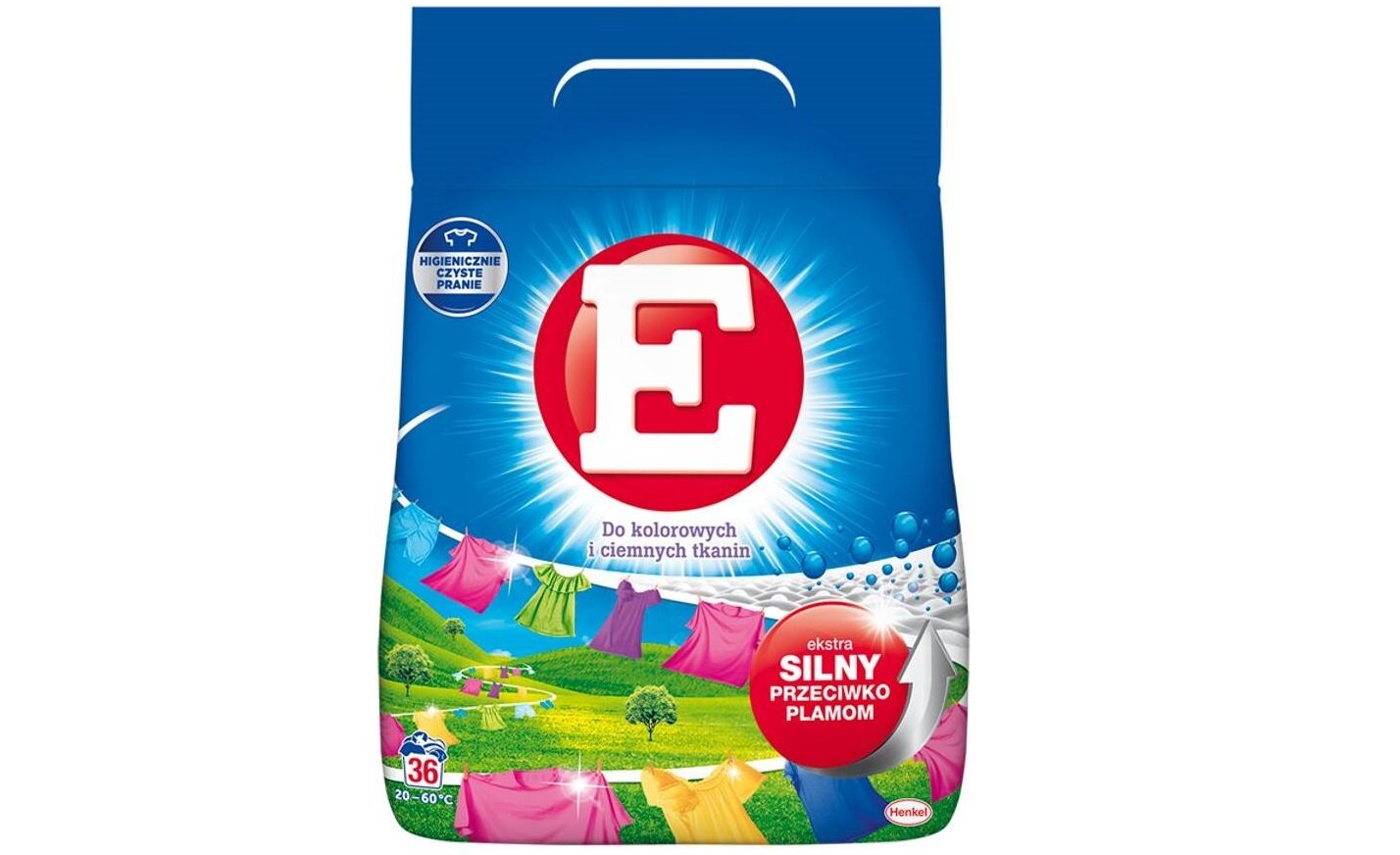 Proszek do prania E Do kolorowych i ciemnych tkanin 2.34 kg pojemnosc wydajnosc 36 pran dzialanie skutecznosc