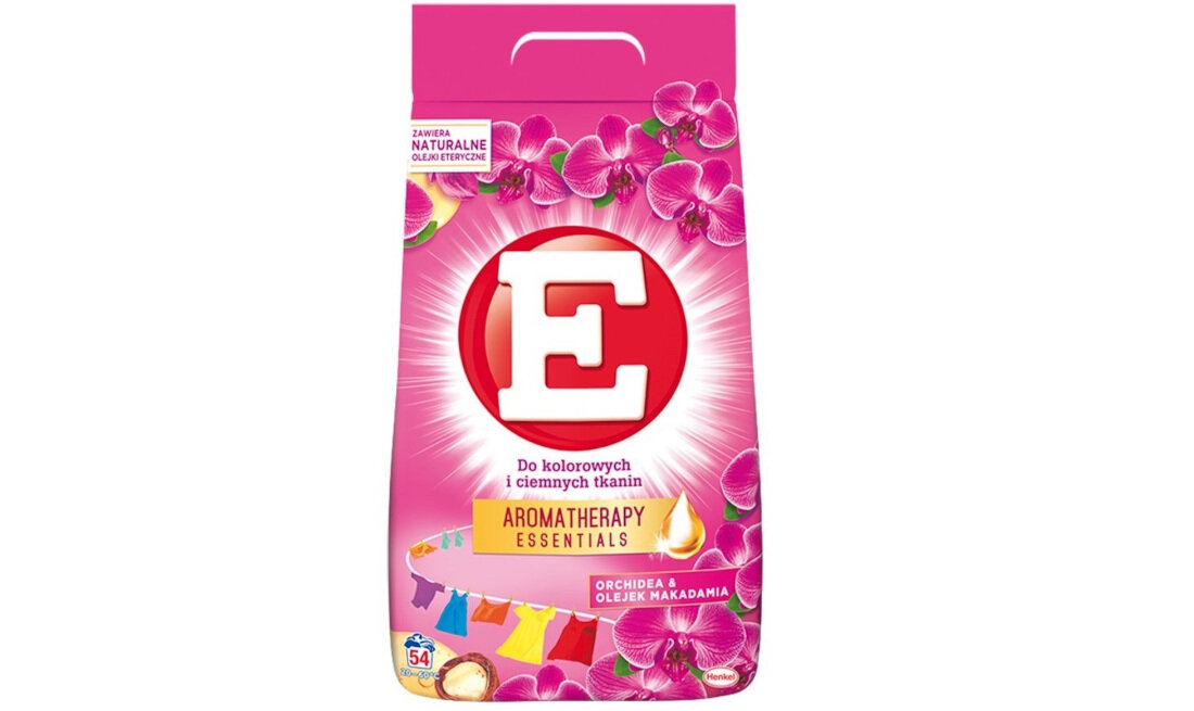 Proszek do prania E Aromatherapy Essentials Orchidea & Olejek Makadamia 3.51 kg waga usuwa plamy dlutotrwala swiezosc zapach