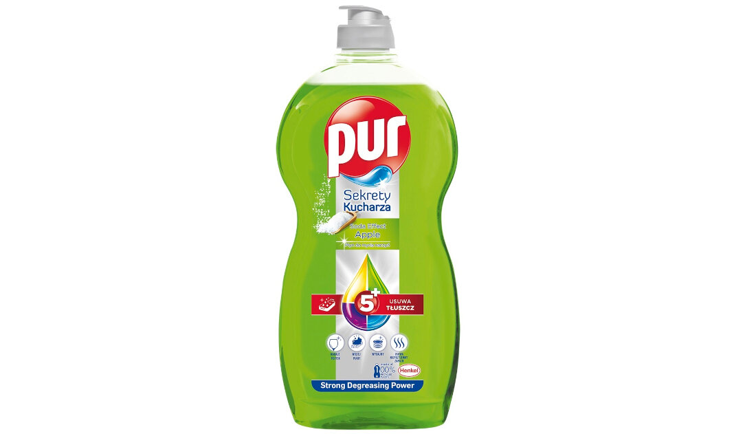Plyn do mycia naczyn PUR Sekrety Kucharza Jablko 1200 ml RECYKLING CZYSTE NACZYNIA 5 KORZYSCI