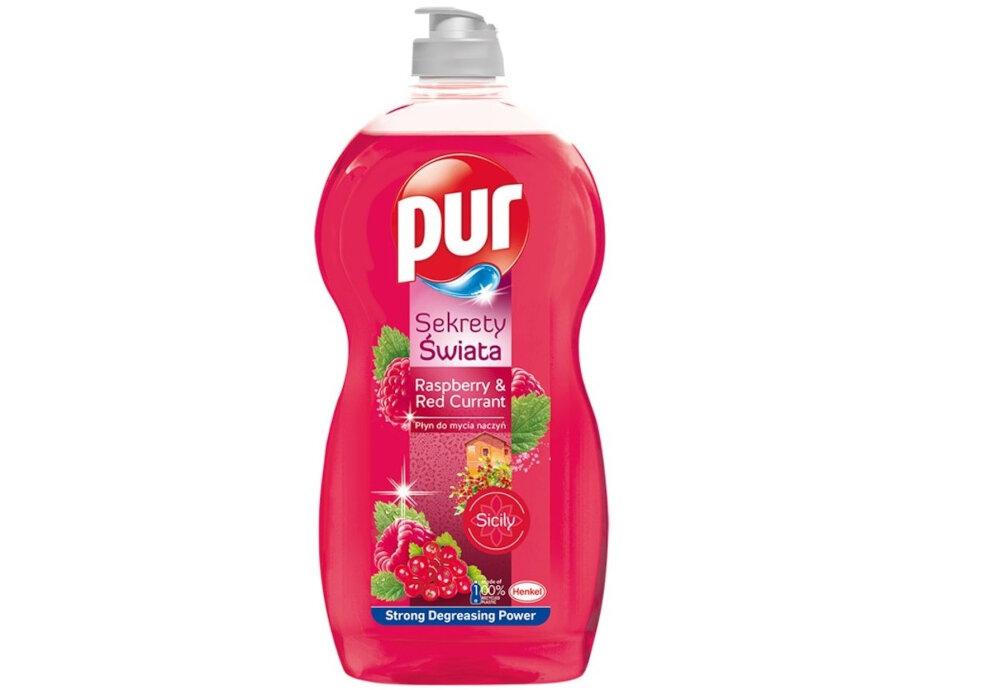 Plyn do mycia naczyn PUR Sekrety swiata Raspberry & Red Currant 1200 ml pojemnosc uzytkowanie myje odtluszcza