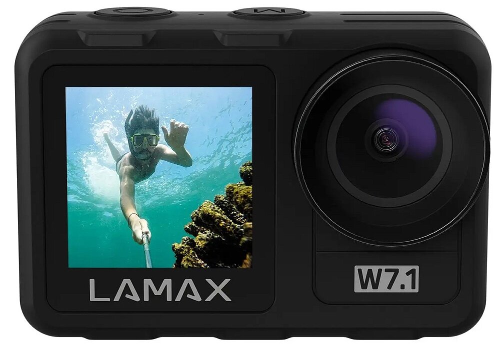 Kamera sportowa LAMAX W7.1 zasilanie ostrość filmy nagrywanie obudowa rozdzielczość AF zdjęcia matryca obiektyw