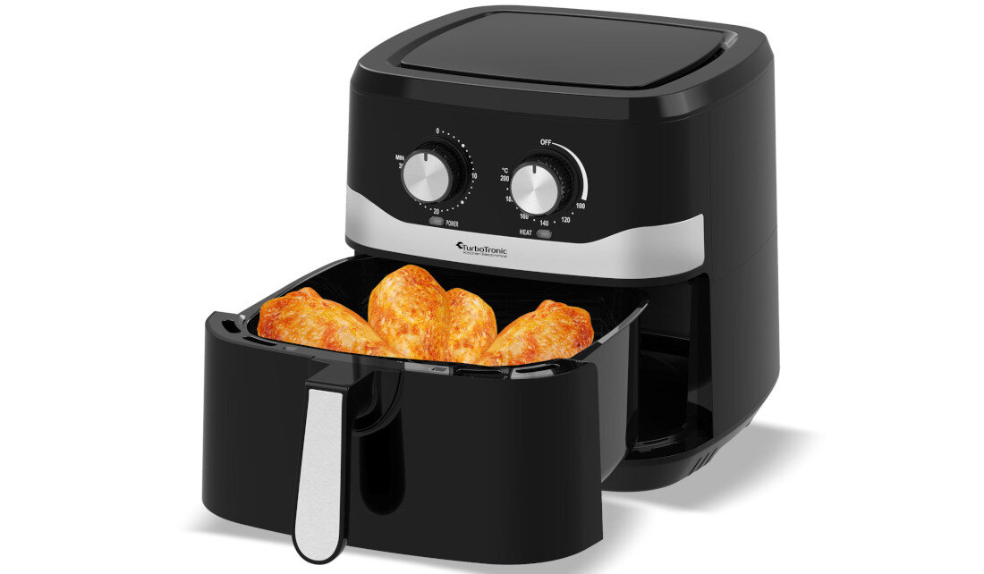 Air Fryer Frytkownica beztłuszczowa TURBOTRONIC TT-AF7M 7.5l programator czasowy Duża pojemność Kosz o pojemności 7,5 litra z rusztem praktyczne rozwiązanie