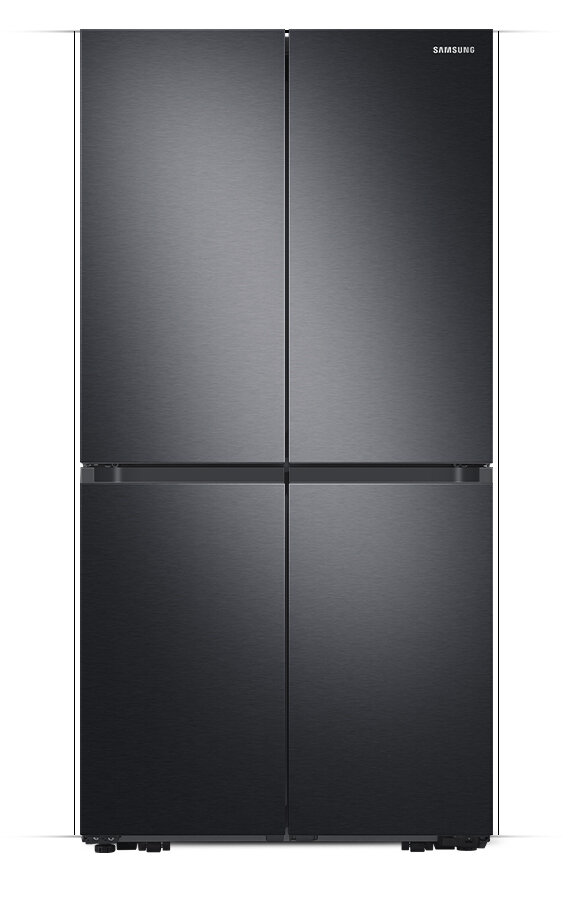 Designerska czterodrzwiowa lodówka Samsung w pięknym wykończeniu z grafitowej stali. Designerska czterodrzwiowa lodówka Samsung w pięknym wykończeniu z grafitowej stali.