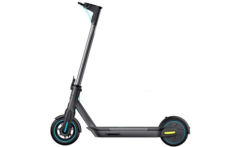 Hulajnoga elektryczna MOTUS Scooty 10 Plus Turkusowy oświetlenie światło przednie o zwiększonej mocy 2,5 W tylne migające przy hamowaniu na tylnym kole odblaski