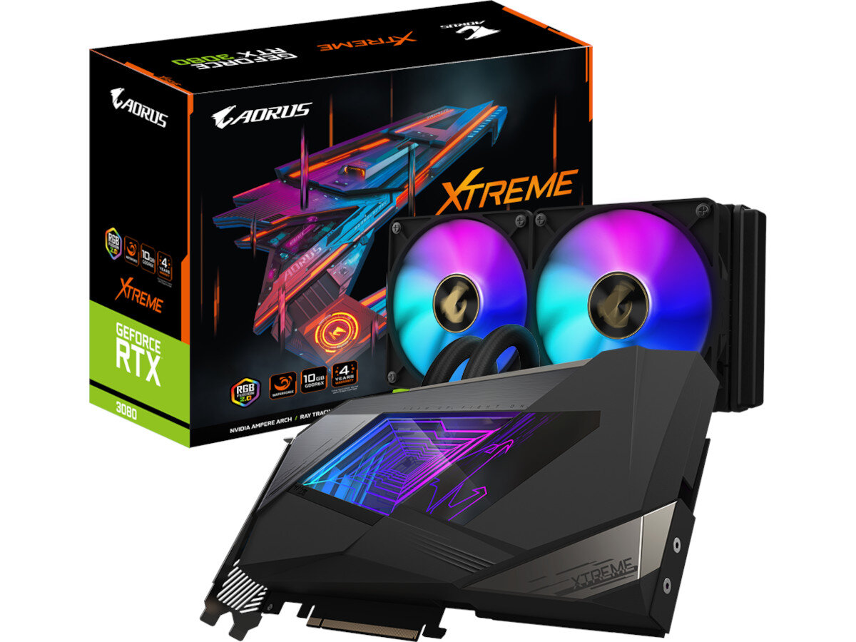 Karta graficzna GIGABYTE Aorus GeForce RTX 3080 Xtreme Waterforce LHR 10GB zawartosc opakowania