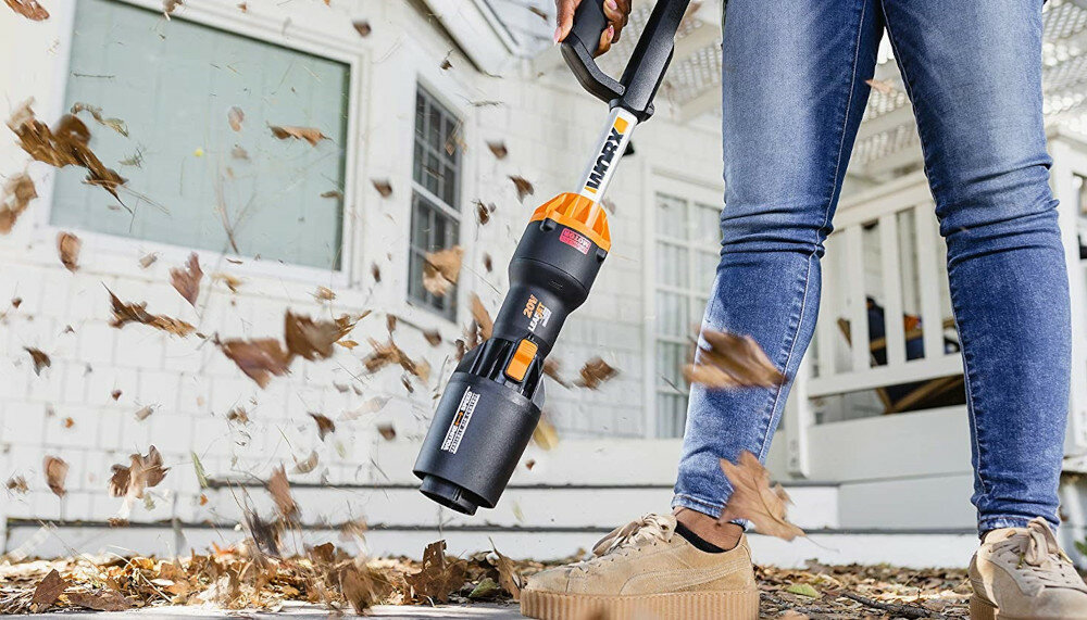 Dmuchawa akumulatorowa WORX WG543E.9 prędkość wydmuchu do 120 km/h strumień objętości powietrza do 10 m3/min podwójna regulacja prędkości