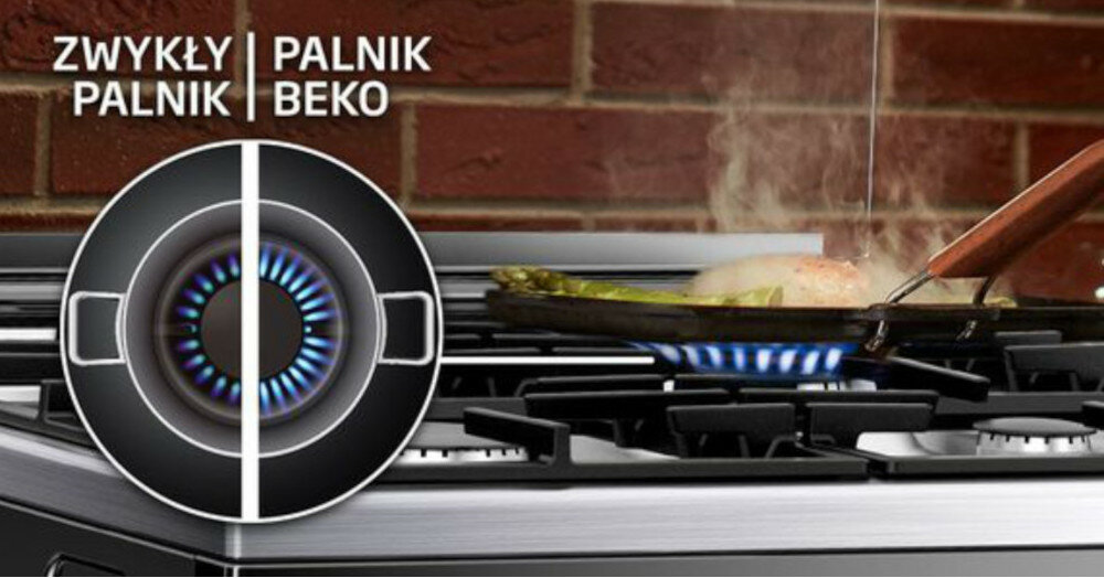 Kuchnia BEKO FSM52330DBDS palniki oszczędność wydajność
