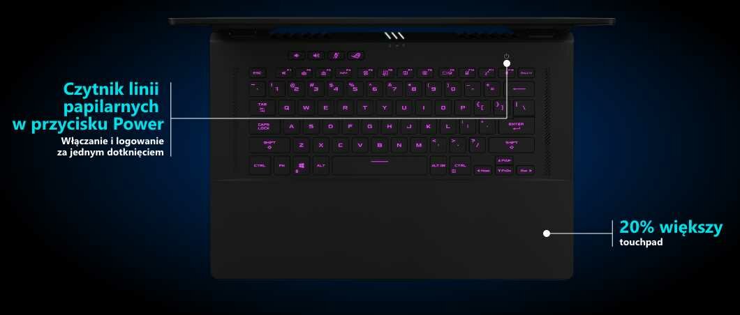 Laptop ASUS ROG Zephyrus M16 GU603 - N-key rollover 