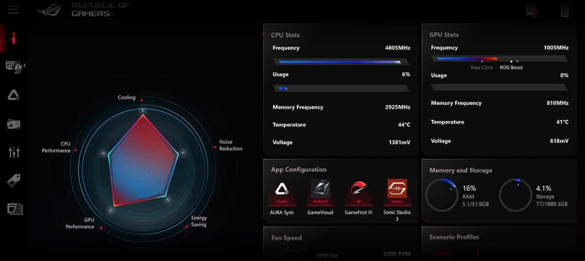 Laptop ASUS ROG Zephyrus M16 GU603 - Armoury Crate 