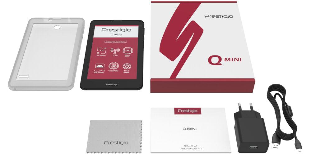 TABLET PRESTIGIO Q MINI PMT4137 4G 7 IPS 4X 1GB 16GB A10.0 GO LTE BLACK