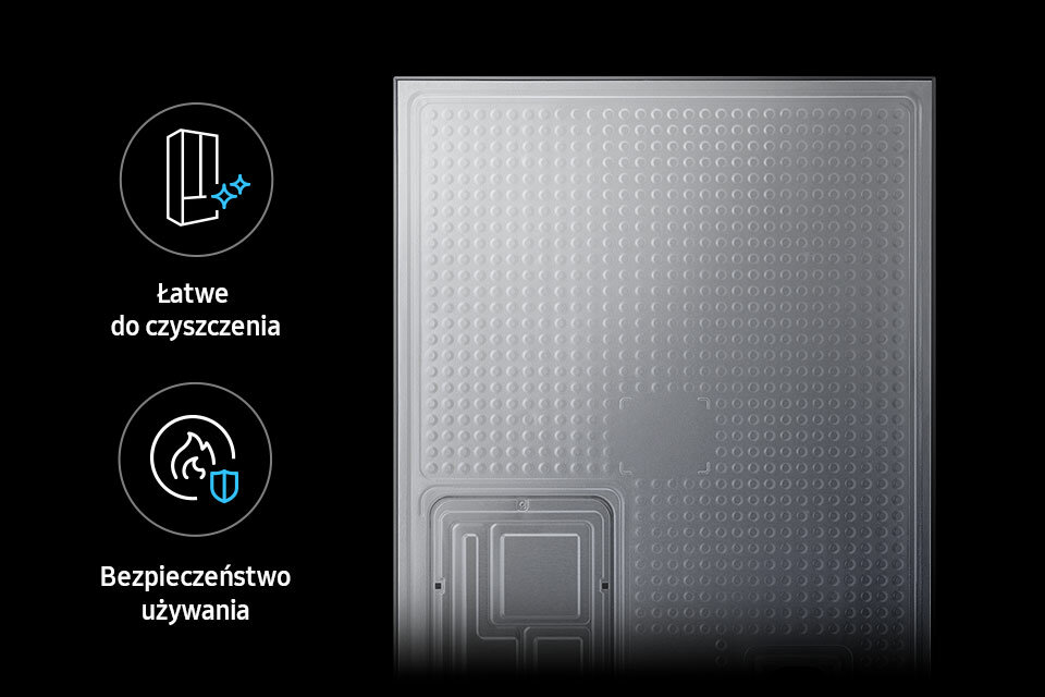 Grafika z zabudowanym, łatwym w czyszczeniu tyłem lodówki Grafika z zabudowanym, łatwym w czyszczeniu tyłem lodówki